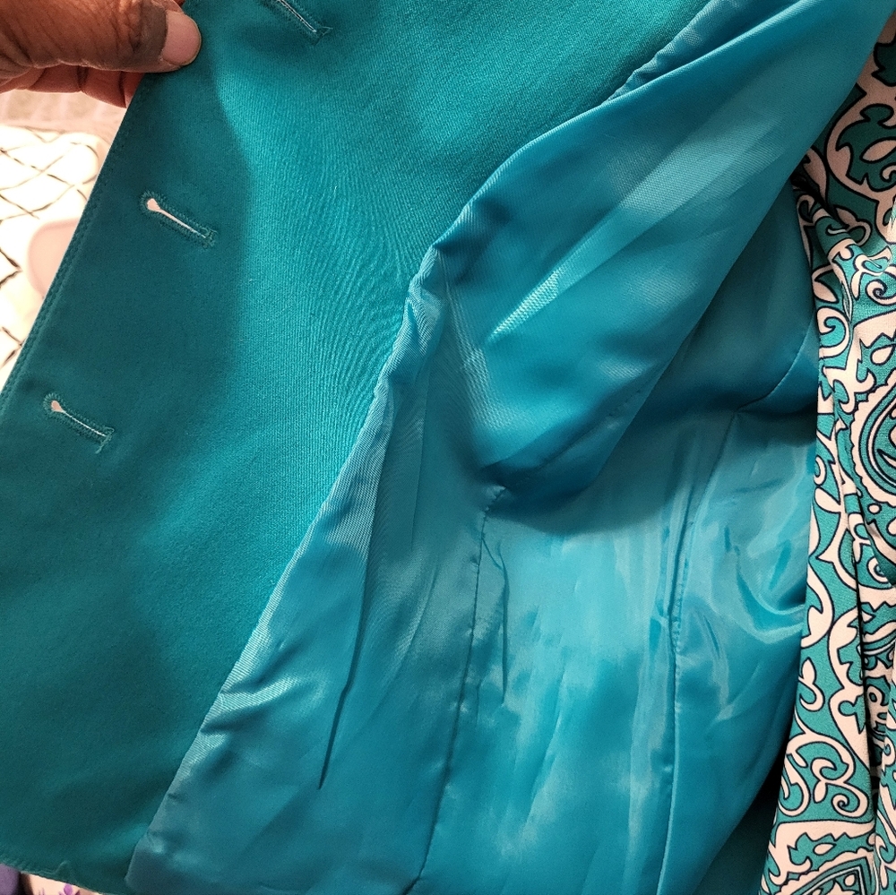 Tahari Teal Lined Jacket $15 JONES OF NEW YORK Shirt Is Free with Jacket Purcha - Picture 4 of 4